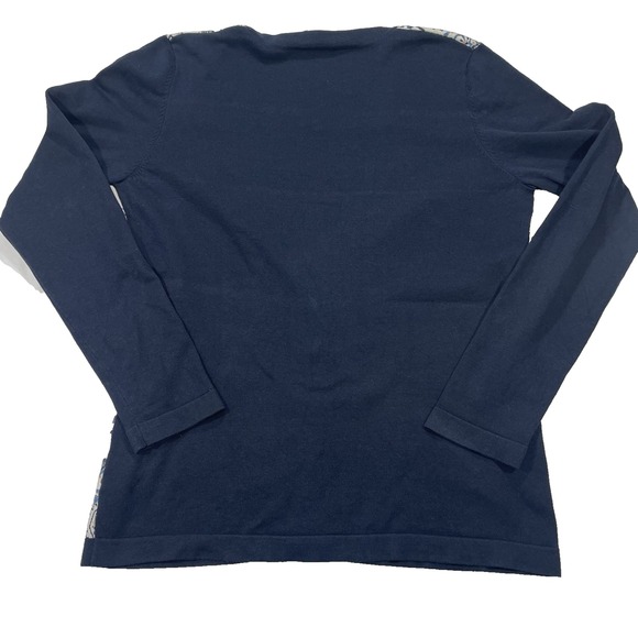 Pendleton Paisley Cardigan Sweater Women's Size Small Navy Blue Silk Nylon Blend - Picture 2 of 9